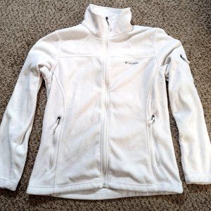 Columbia White Long Sleeve Fleece Coat Jacket